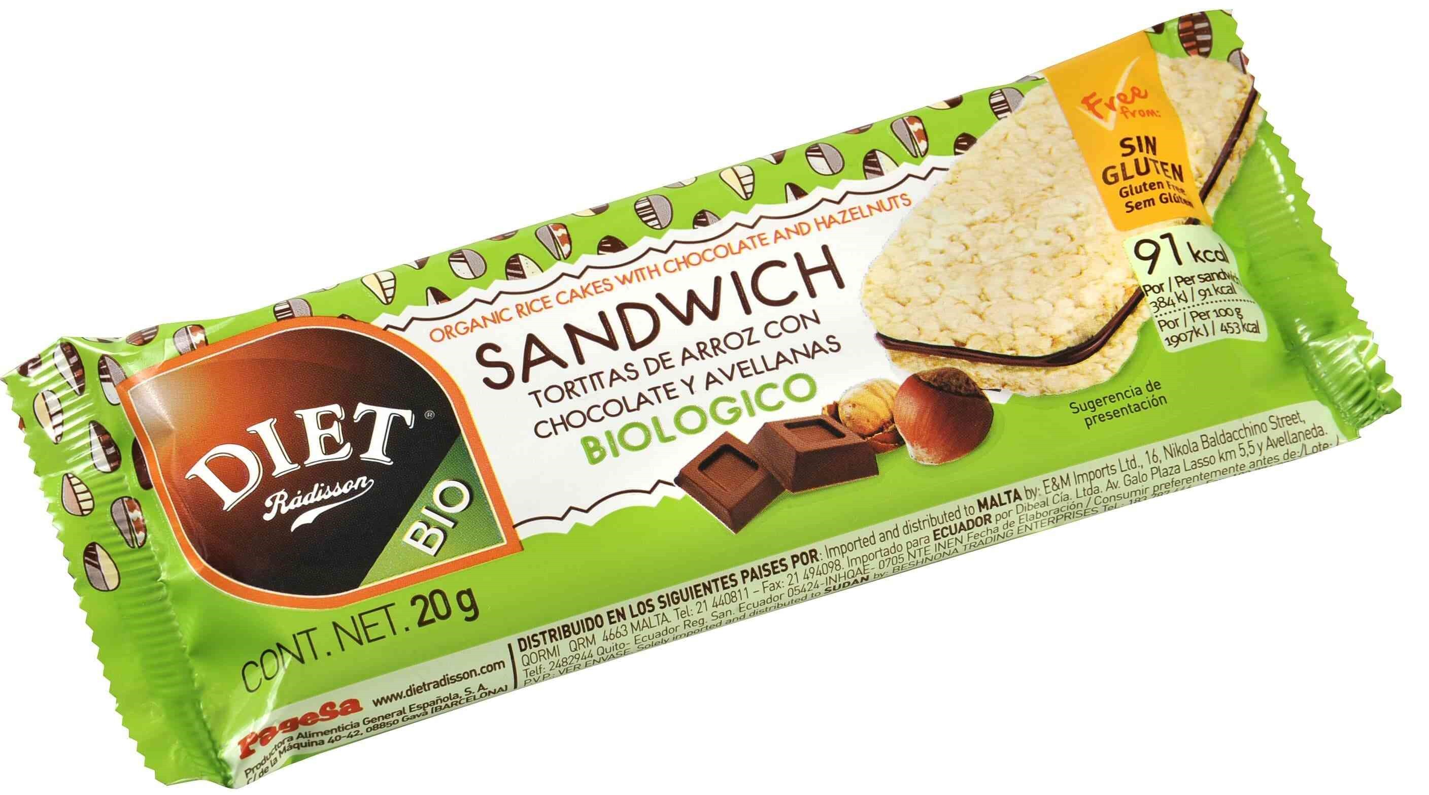 Sandwich arroz cacao avellanas 60gr