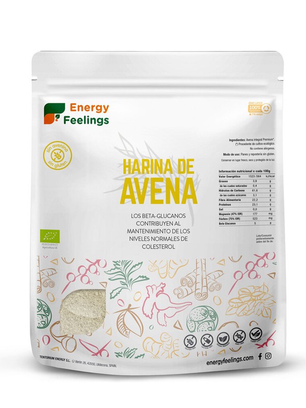 Harina de avena eco sin gluten integral: (1 kg.) xxl pack