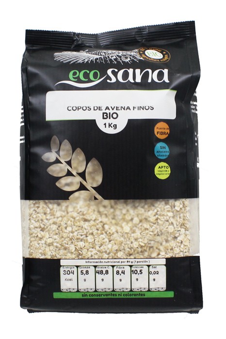 Copos avena finos bio 1kg ecosana