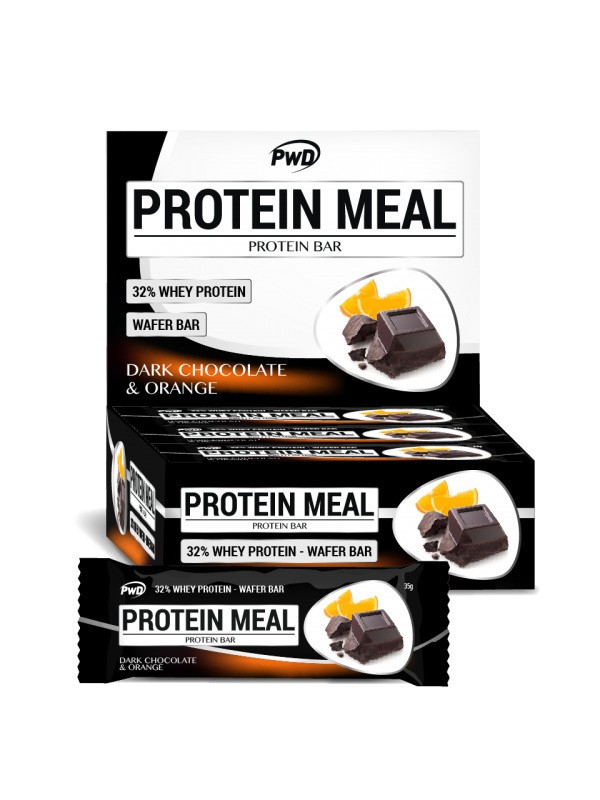 Barrita chocolate negro y naranja protein meal 35gr sin azucar añadido 