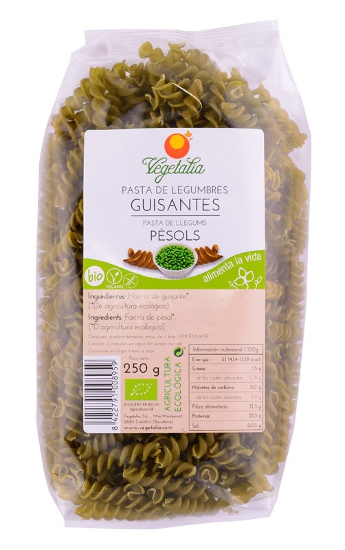 Espirales de guisantes sin gluten bio 250g