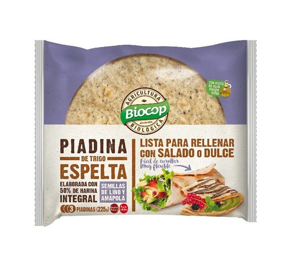 Piadina tr espelta 50% integral lino amapo biocop 225 g