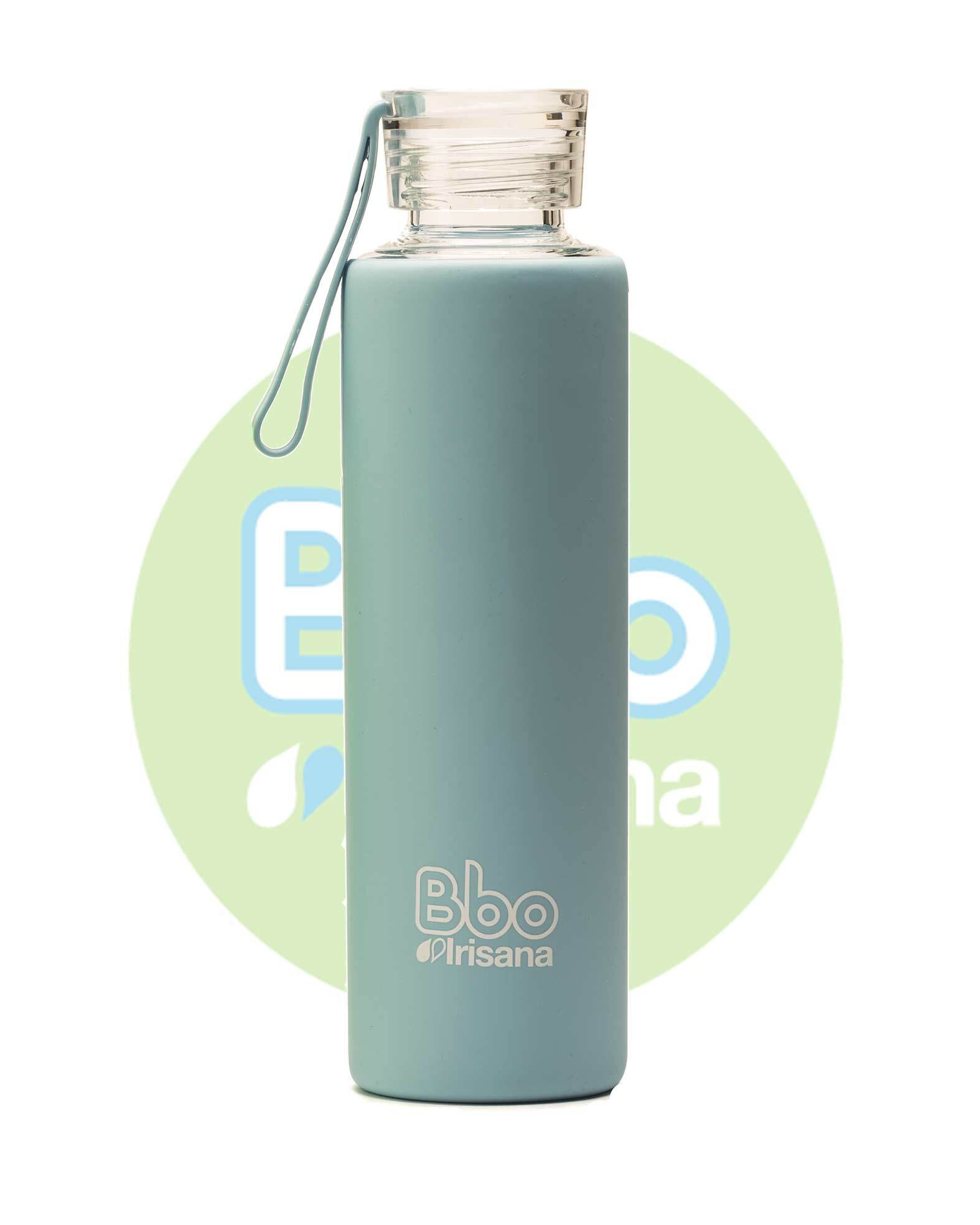 Botella bbo azul borosilicato con silicona 550 ml. irisana