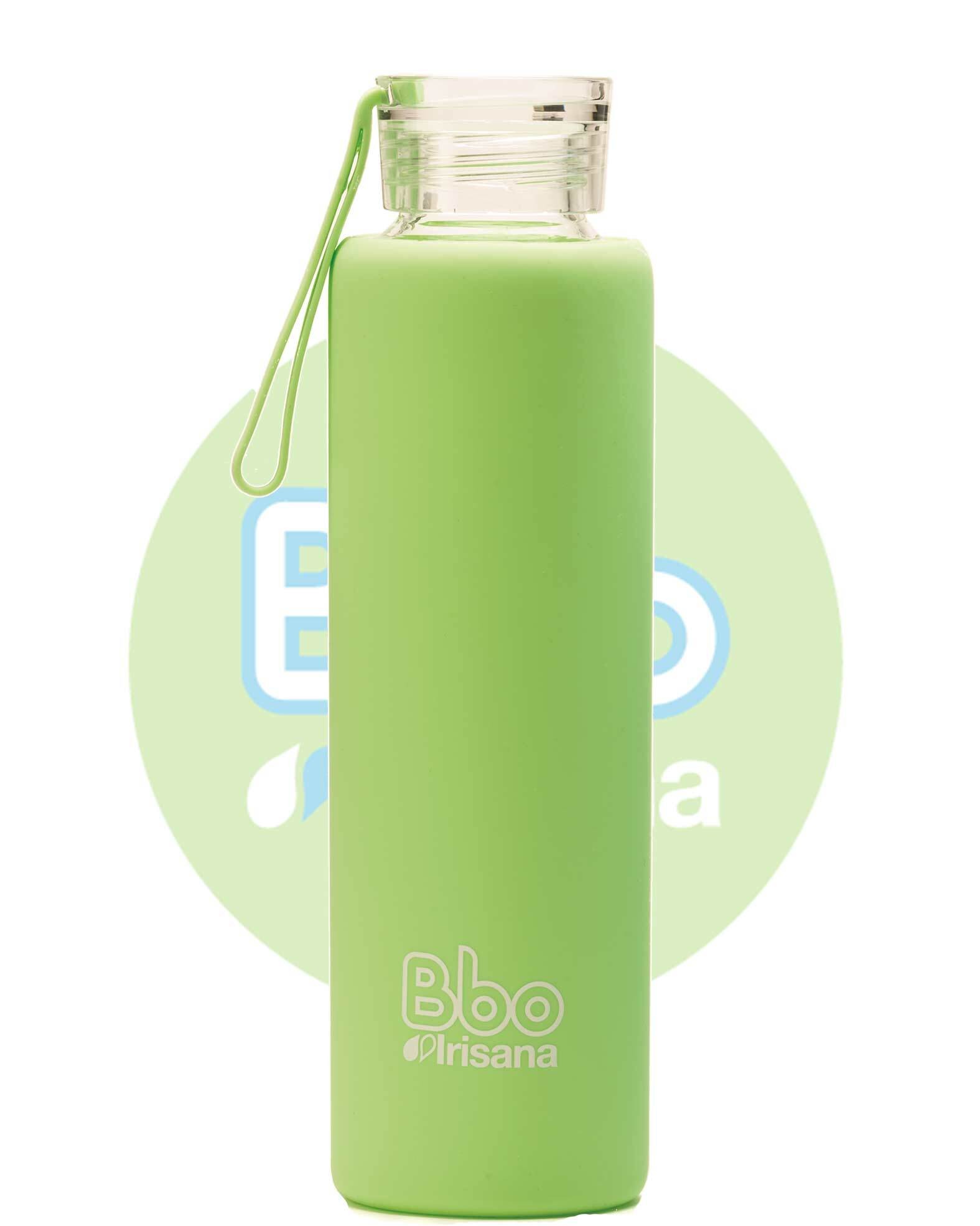 Botella bbo verde borosilicato con silicona 550 ml. irisana