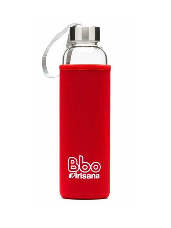 Botella bbo roja borosilicato con neopreno 550 ml. irisana