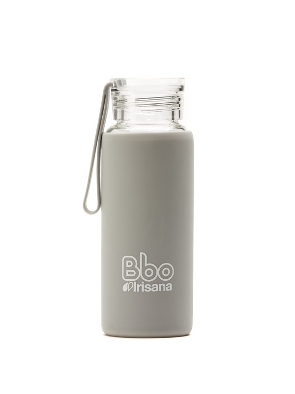 Botella bbo gris borosilicato con silicona 330 ml. irisana