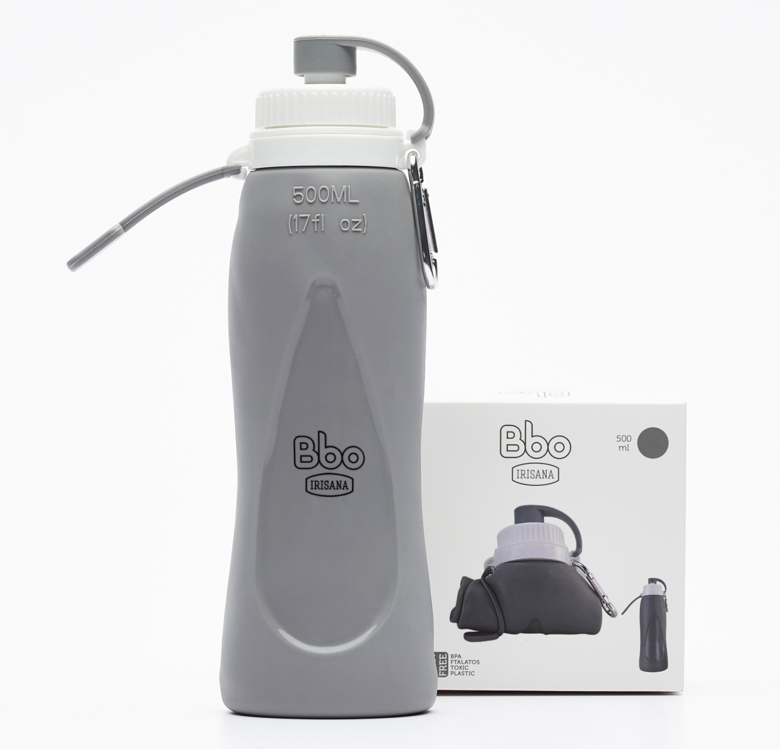 Botella bbo silicona 500 ml gris irisana