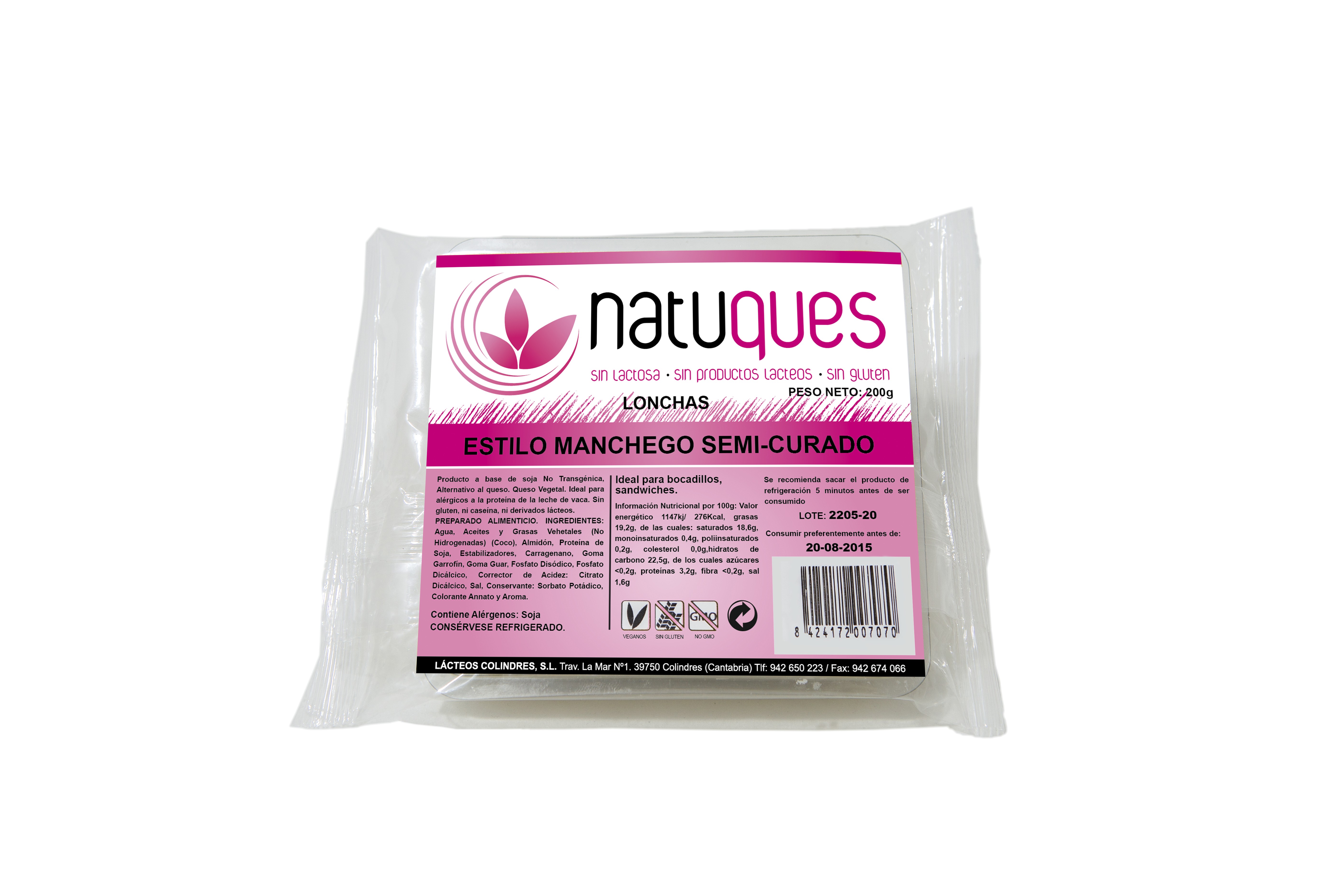 Refrig queso lonchas estilo manchego semi curado 200 g