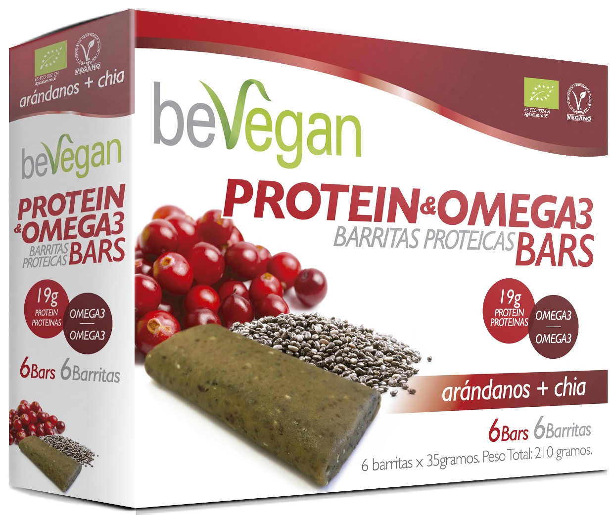 Bevegan barritas bio arandano y chia protein antioxidante(6x36 gr)