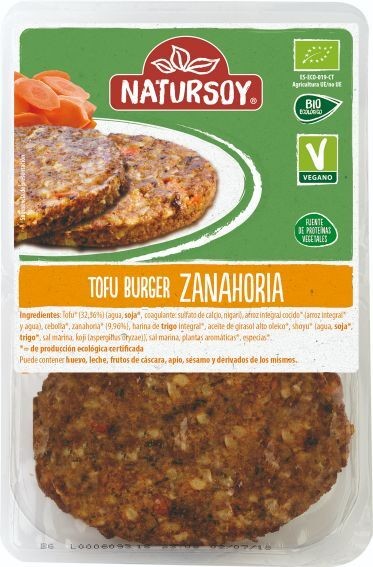 Refrig hamburguesa vegetal de tofu y zanahoria 2 und. 160 g natursoy