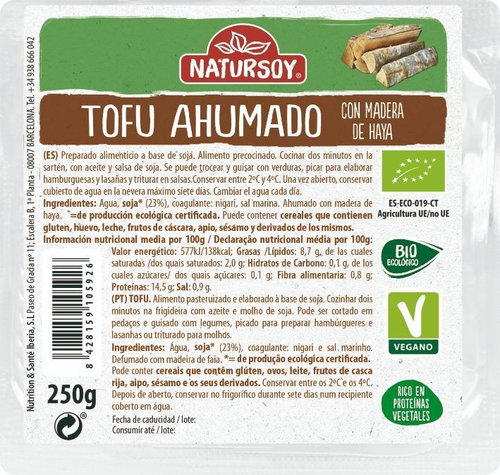 Refrig tofu ahumado bio 250 g natursoy